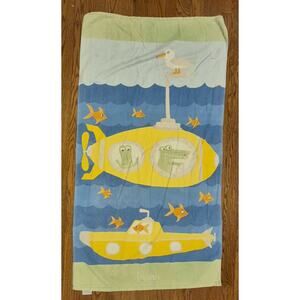 Pottery Barn Kids Yellow Submarine Beach Towel NOAH Monogram 32x54" Cotton